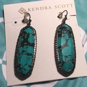 Kendra Scott turquoise drop earrings in gunmetal